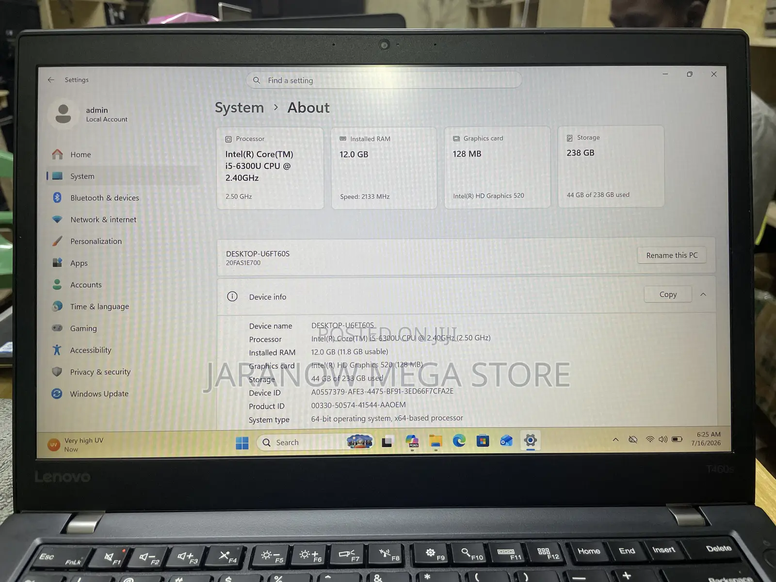 Laptop Lenovo ThinkPad T460s 12GB Intel Core i5 SSD 256GB