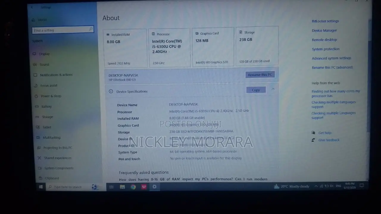 Laptop HP EliteBook 840 G3 8GB Intel Core i5 SSD 256GB