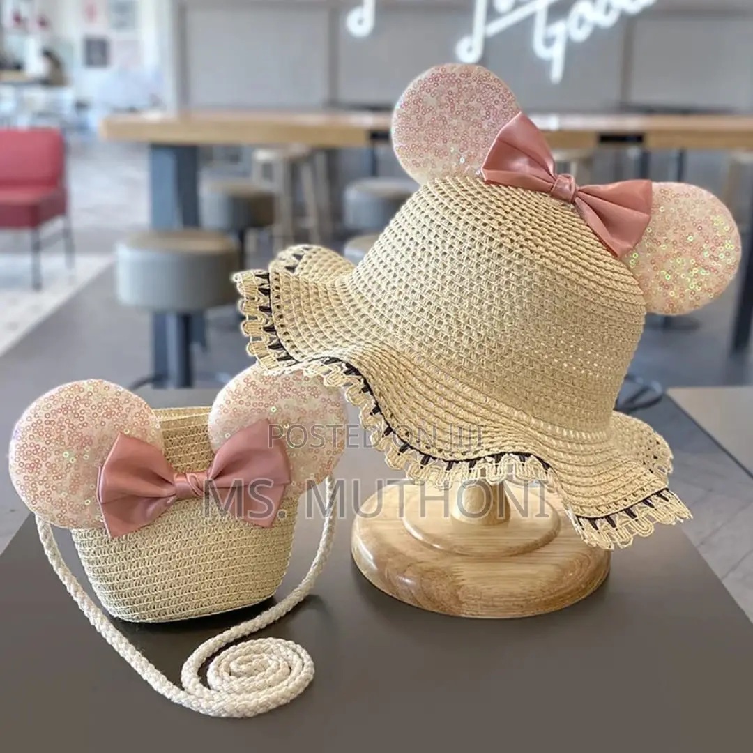 Girls Stylish Ultra-Cute Straw Hat Matching Purse Sets!