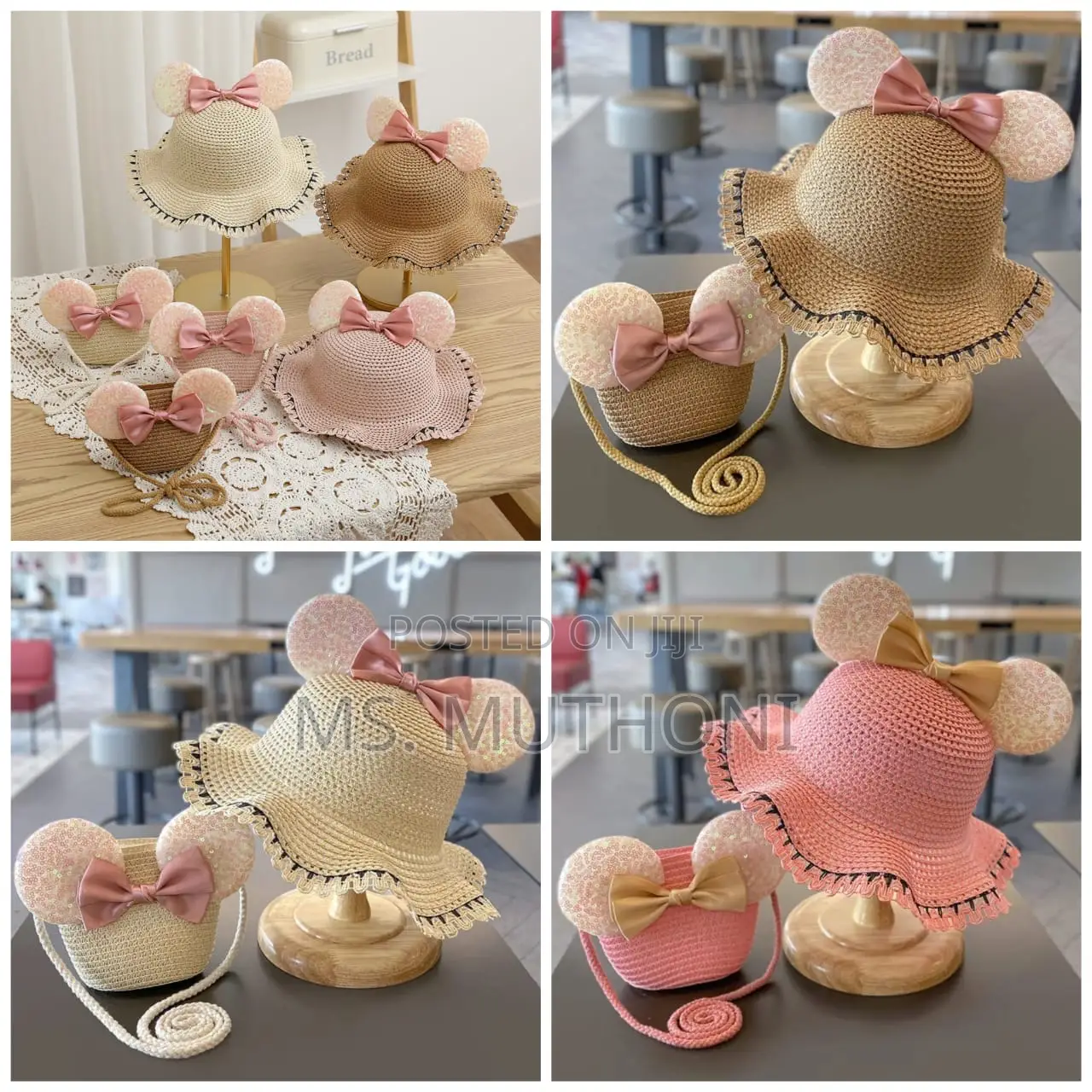 Girls Stylish Ultra-Cute Straw Hat Matching Purse Sets!