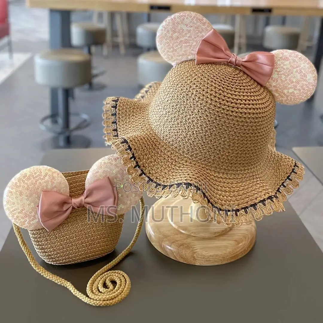 Girls Stylish Ultra-Cute Straw Hat Matching Purse Sets!