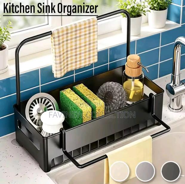 Kitchen Sink Caddy Organizer With Towel Bar