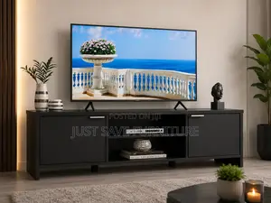 Modern 5FT Black TV Stand With Storage Cabinets