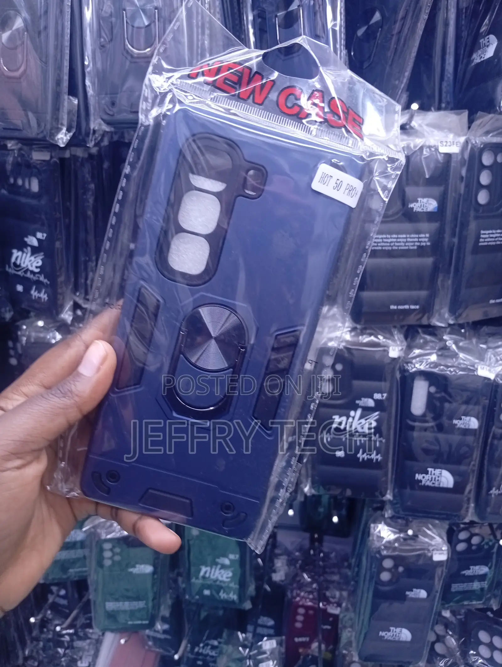 Infinix Hot 50 Pro Navy Blue Heavy-Duty Armor Kickstand Phone Case