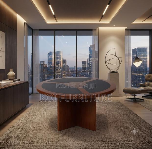 Boardroom Table; Round 1.2 Meters Mahogany Executive Meeting Table - thumbnail 5
