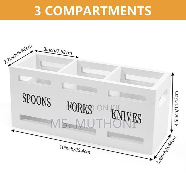 Neutral White Finish Cutlery Organizer - thumbnail 3
