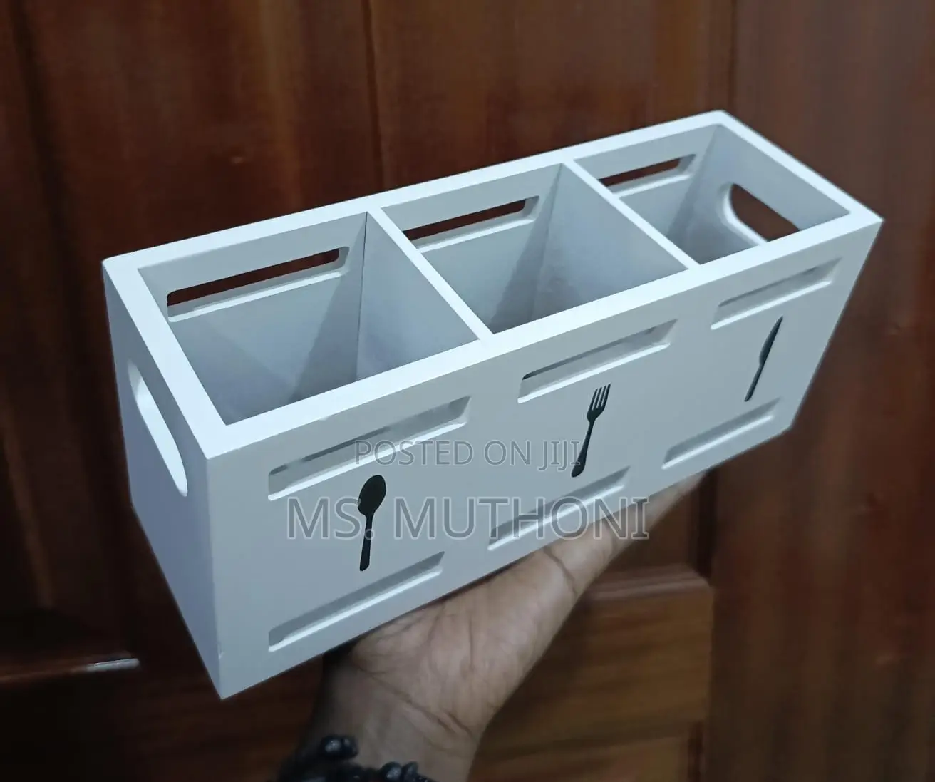 Neutral White Finish Cutlery Organizer