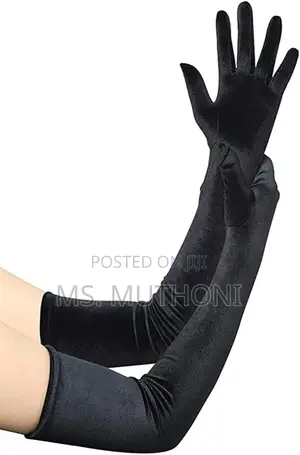 Silky-Smooth Sheen Premium Black Satin Opera Gloves (53 Cm )