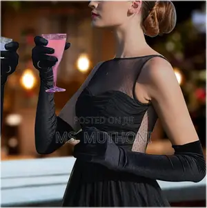 Silky-Smooth Sheen Premium Black Satin Opera Gloves (53 Cm )