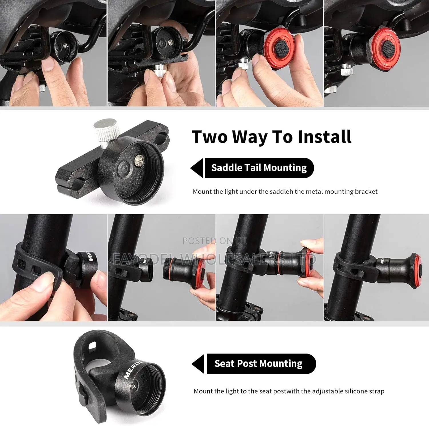 USB Rechargeable Bike Tail Light With Dual Mount Brackets