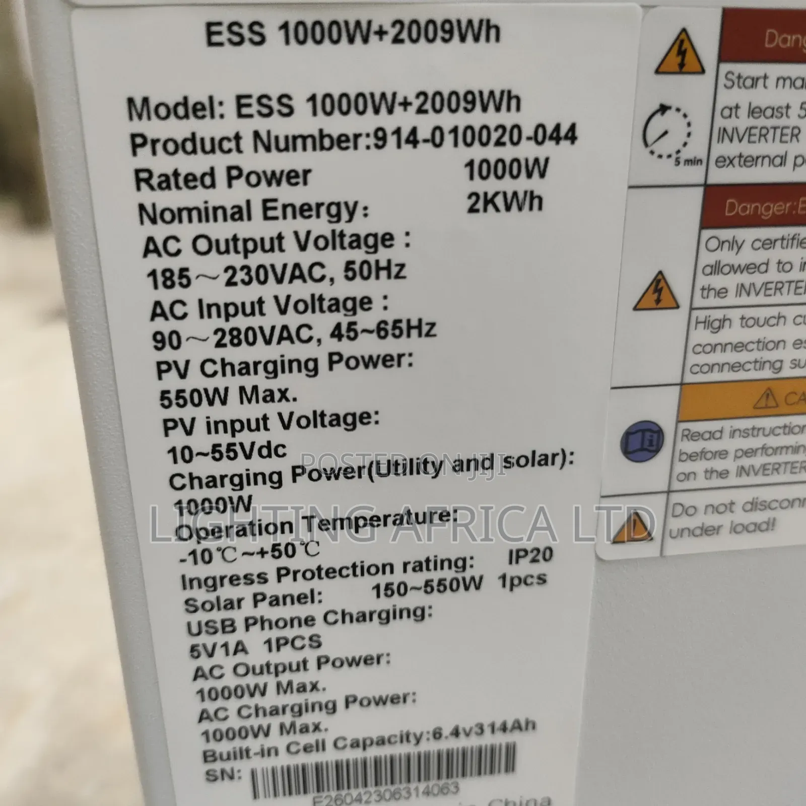2kw - 1000 Watts Redsun Power Station for Home, Office Business Bkup