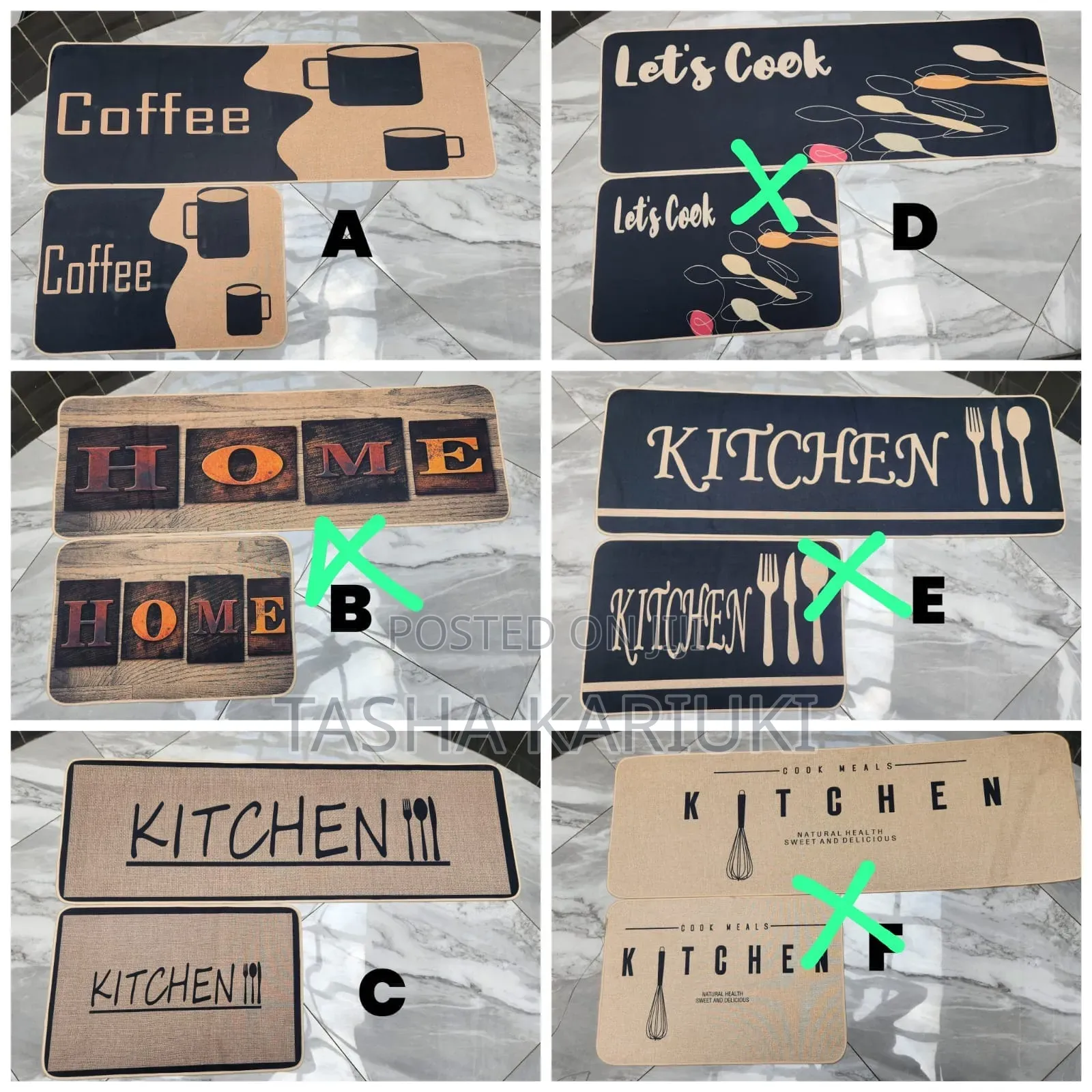 Rubber Kitchen Mat 2pcs