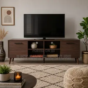 Modern 4FT Walnut Wooden TV Stand With Storage Cabinets