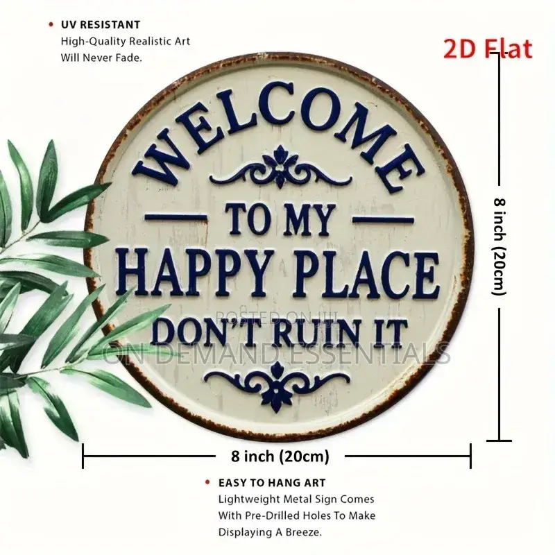 2D Flat Metallic Hanging Decor Sign