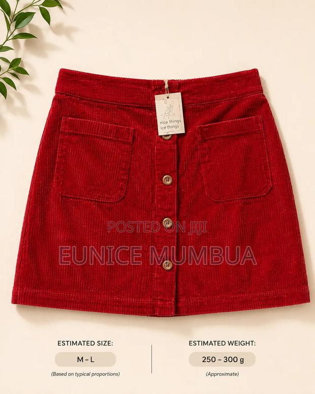 Red Corduroy Thrifted Skirt - main view