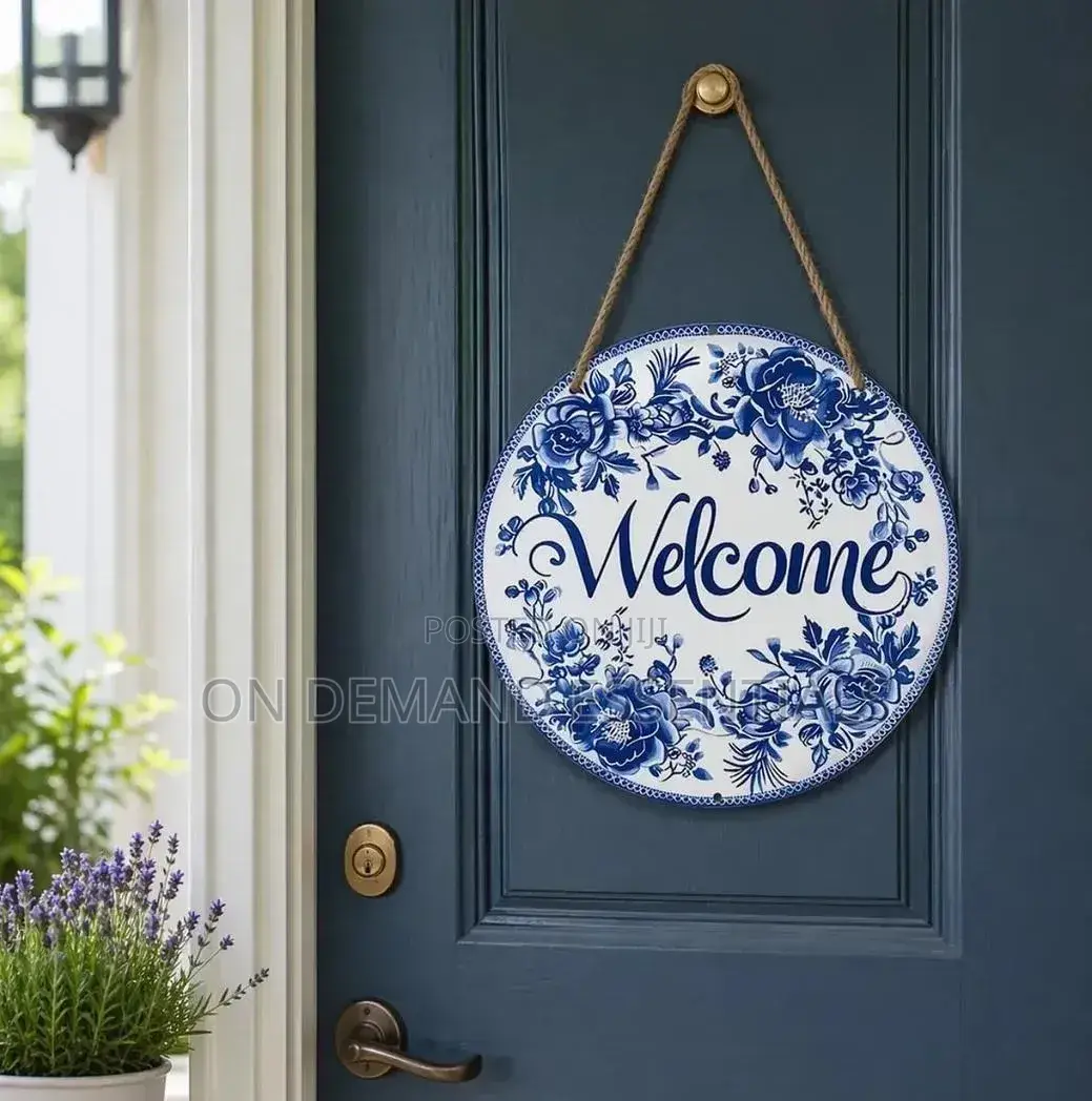 2D Flat Wooden Welcome Hanging Decor Sign