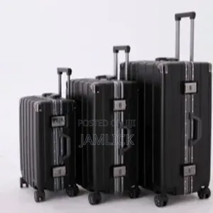 3 in 1 ABS Aluminium Zipless Suitcase Set Black Buckle Lock