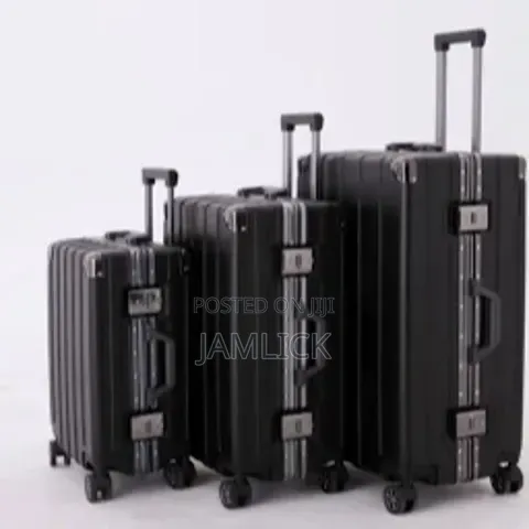 3 in 1 ABS Aluminium Zipless Suitcase Set Black Buckle Lock