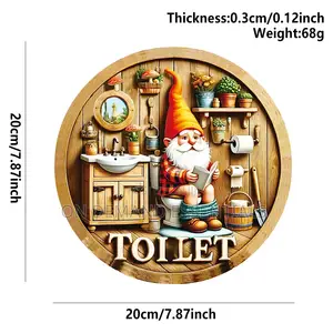 2D Flat Wooden Bathroom Hanging Decor Sign
