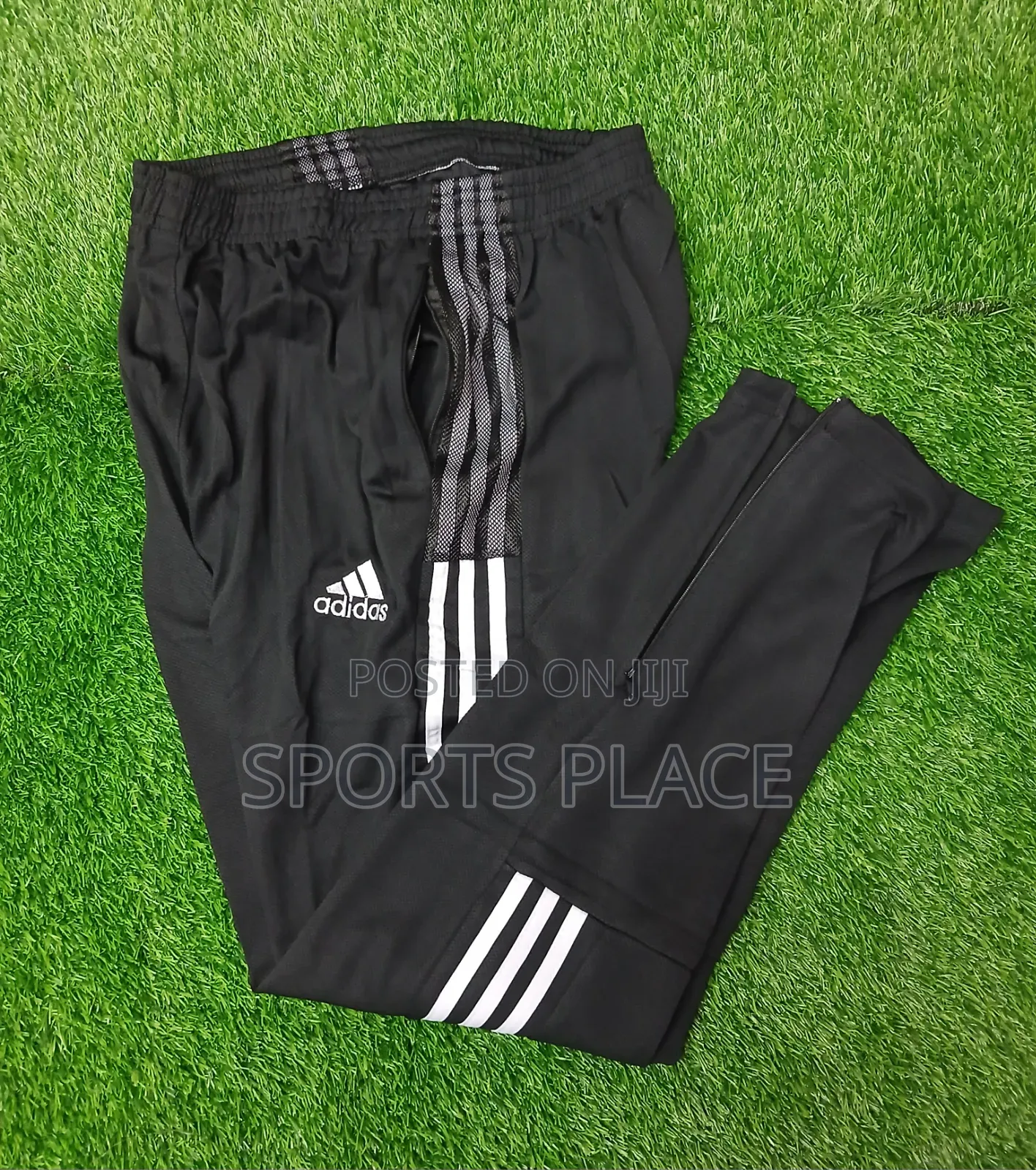 Adidas Black With White Strips Track Pants