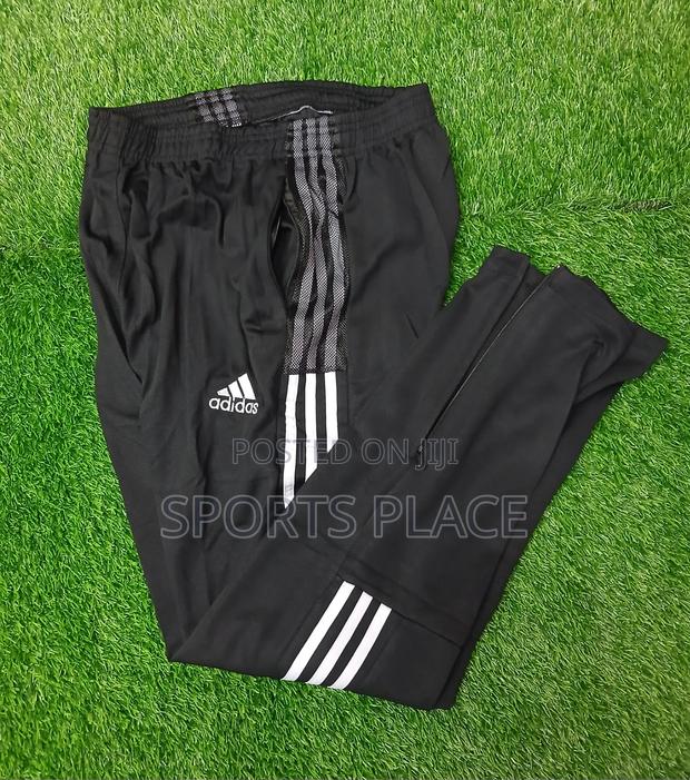 Adidas Black With White Strips Track Pants
