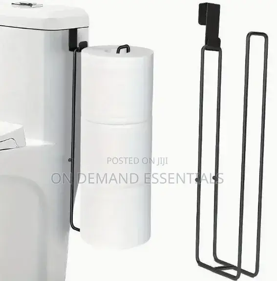 Black Iron Self-Adhesive Toilet Paper Holder With Towel Bar