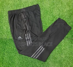Adidas Black Jogger Pants - Grey Striped Track Pants