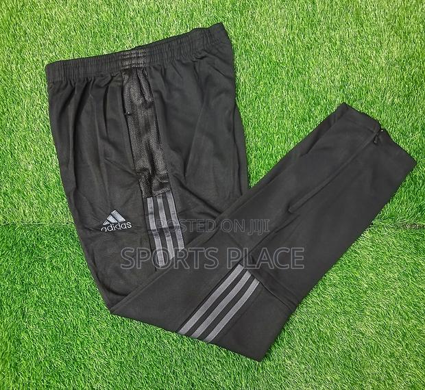 Adidas Black Jogger Pants - Grey Striped Track Pants - thumbnail 2