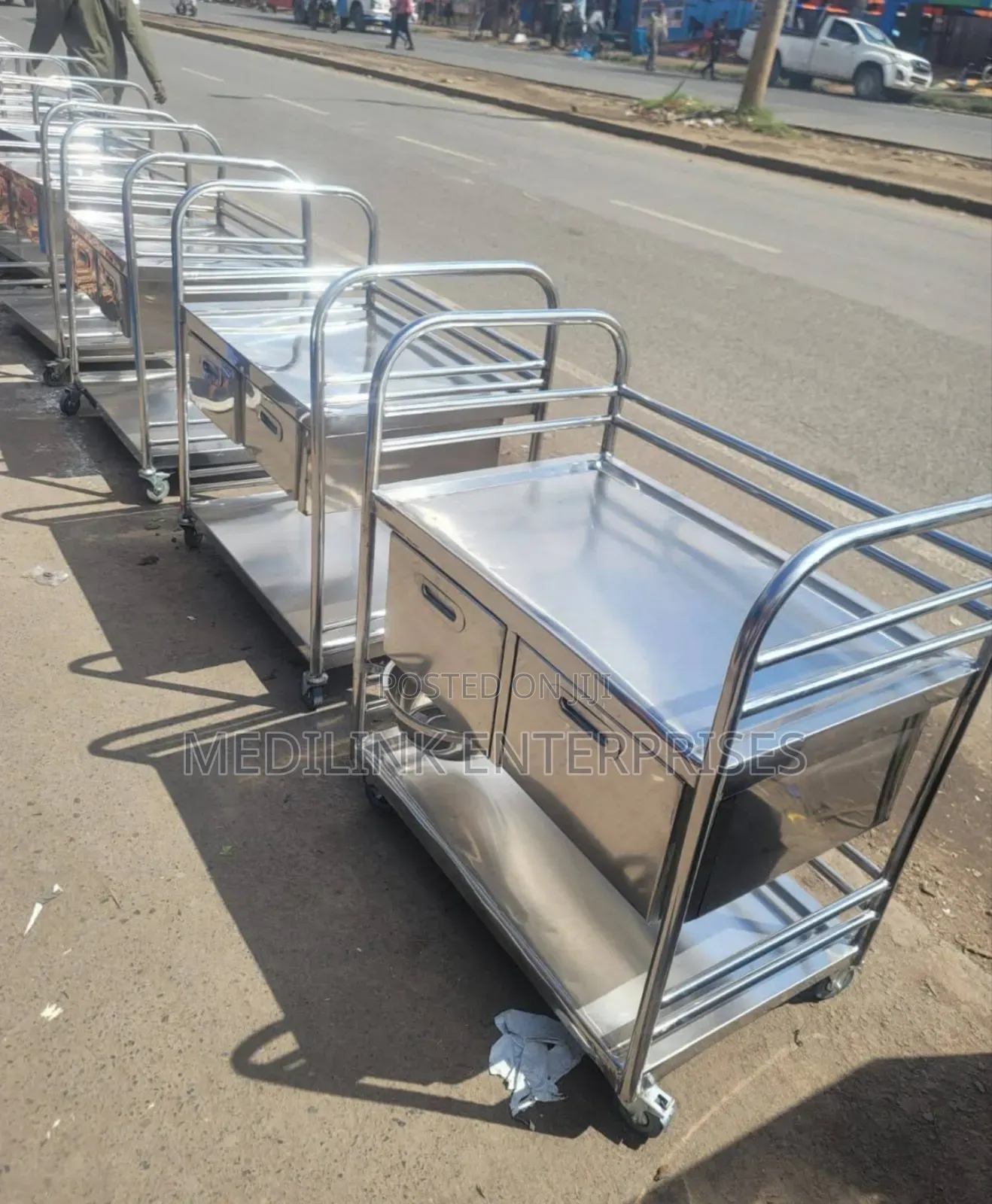 Custom Made Handled Double Holders Hospital Trolleys