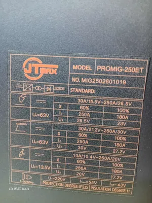 JTMAX PROMIG-250ET 3-in-1 Multi-Process Welding Machine