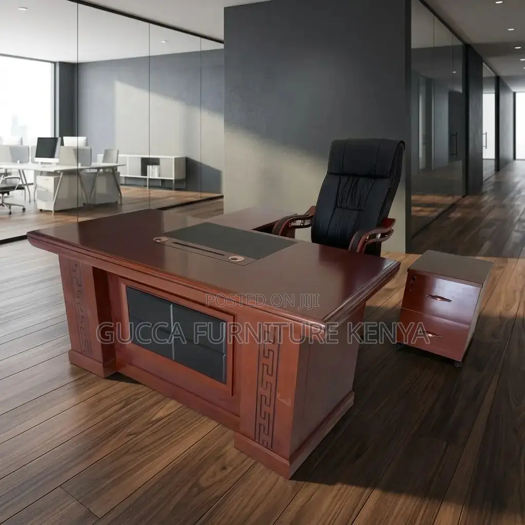 Mahogany L-Shaped CEO Table-1.6m