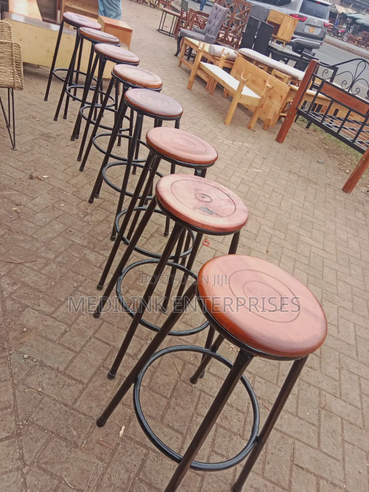 Customized High Stools Wooden Metallic