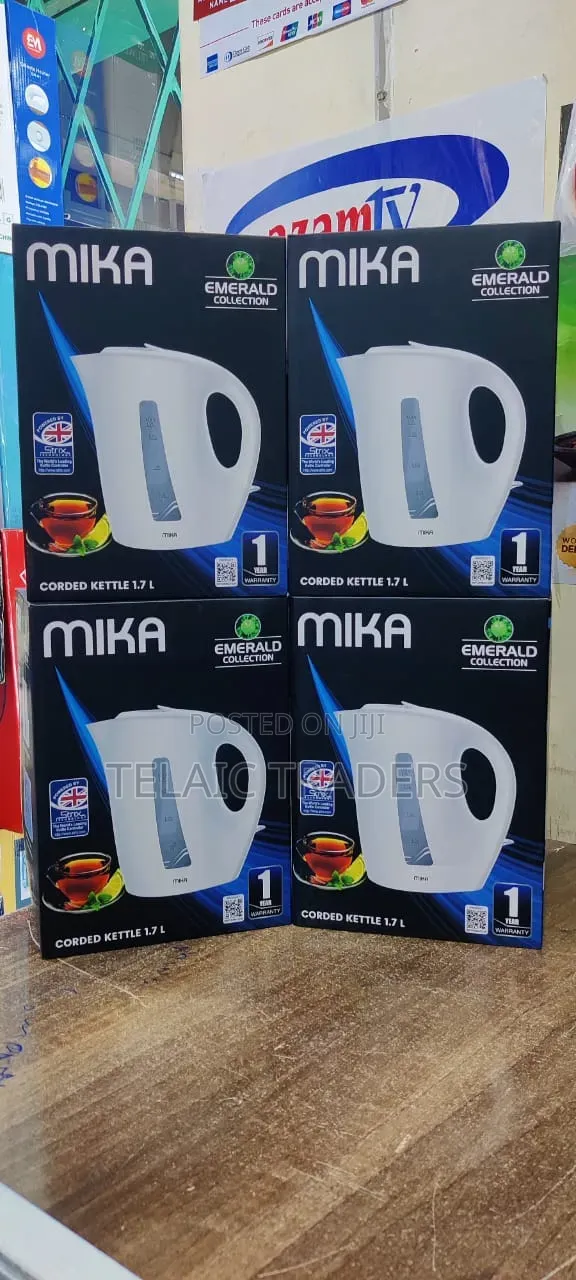 Mika Kettle, MKT1005W, 1.7L, Plastic, Corded, Open Element, Cream