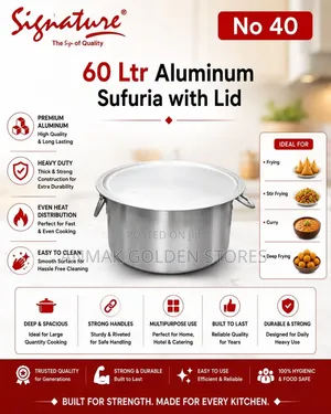 Aluminum Extra Heavy Sufurias With Lid and Handle No 40(60 LTR Approx)