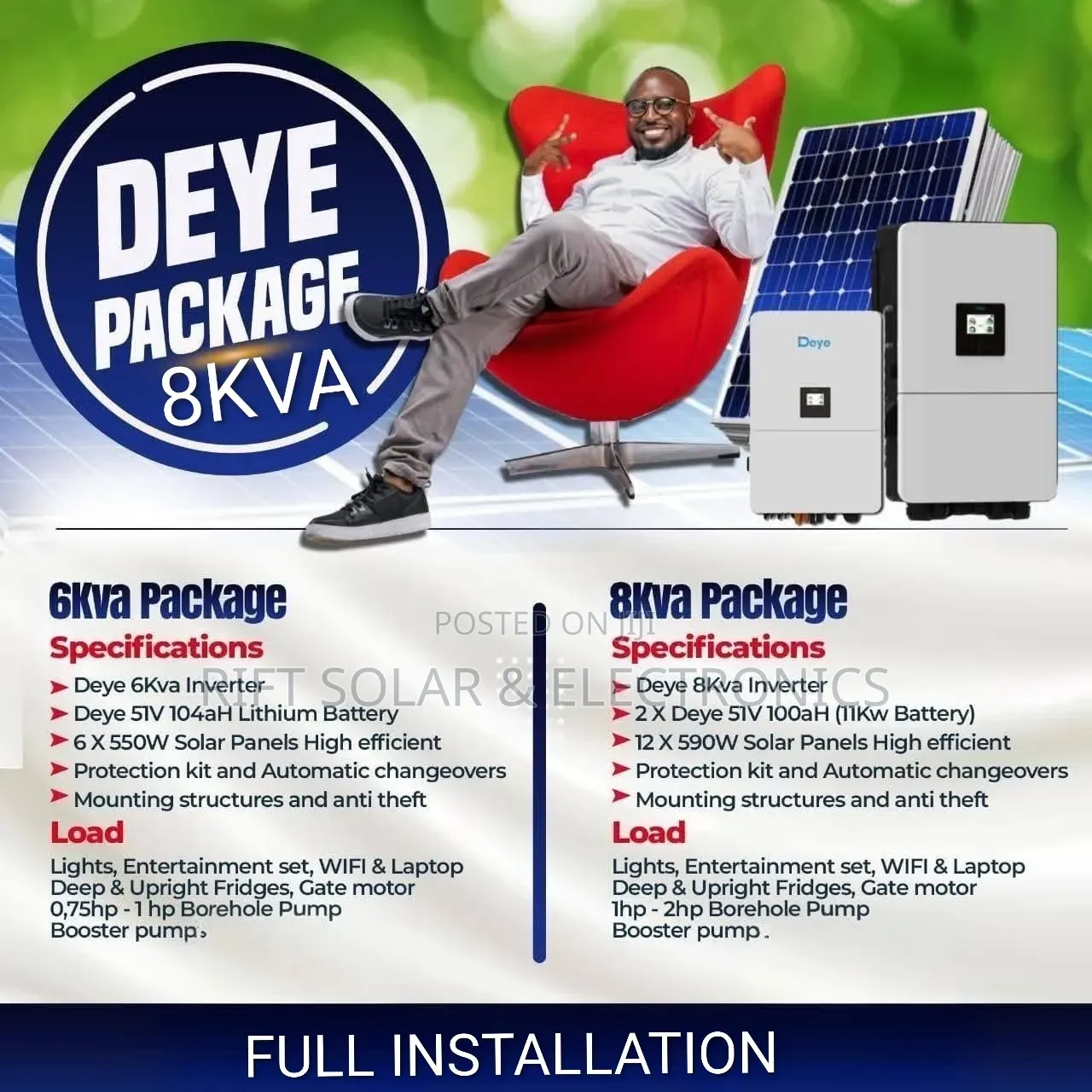Deye 8kw - (2)5.12kwh Lithium - (12)590W Solar Panels Installation