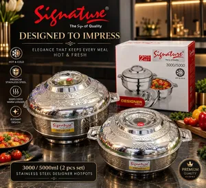 2 PCS Stainless Steel Designer Hotpots (3000/5000ml)