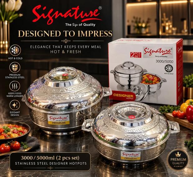 2 PCS Stainless Steel Designer Hotpots (3000/5000ml)