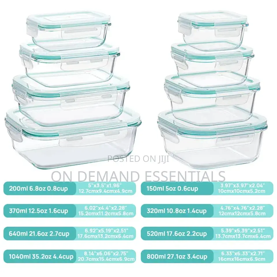 Vtopmart 8 Pack Glass Food Storage Containers