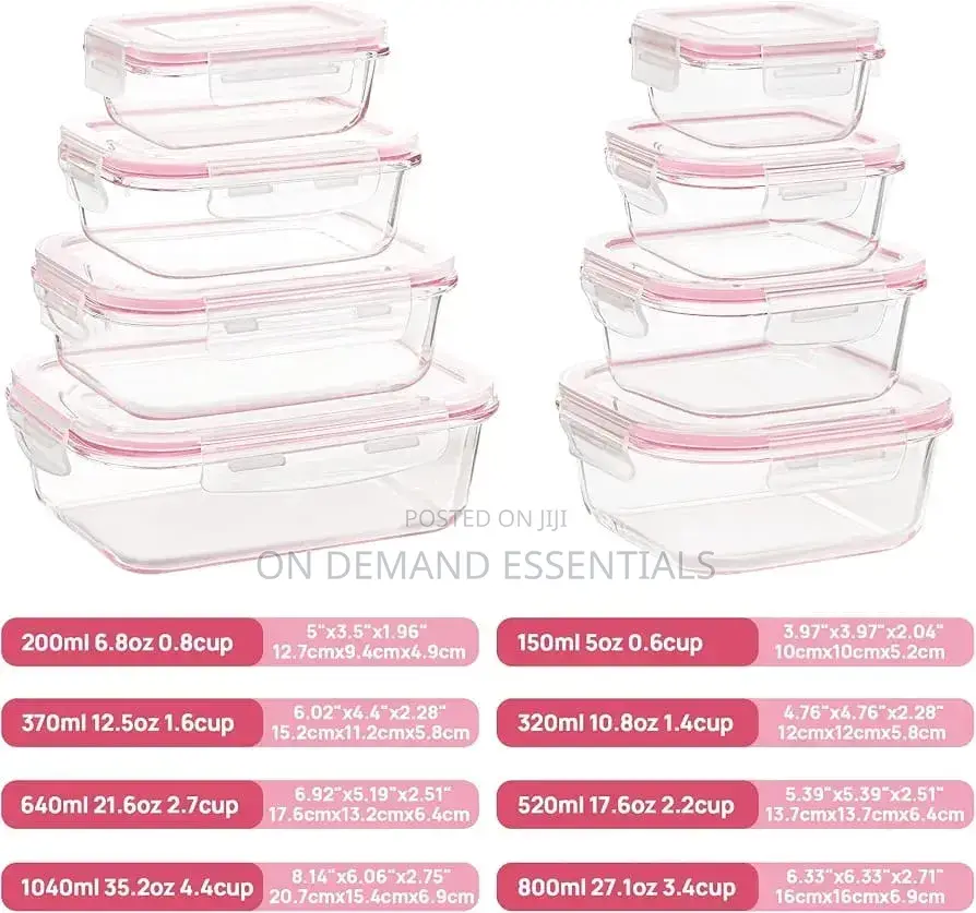 Vtopmart 8 Pack Glass Food Storage Containers