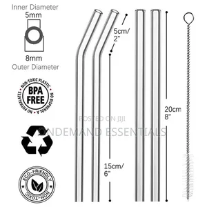 4 PCS Reusable Glass Straws