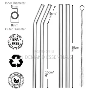 4 PCS Reusable Glass Straws