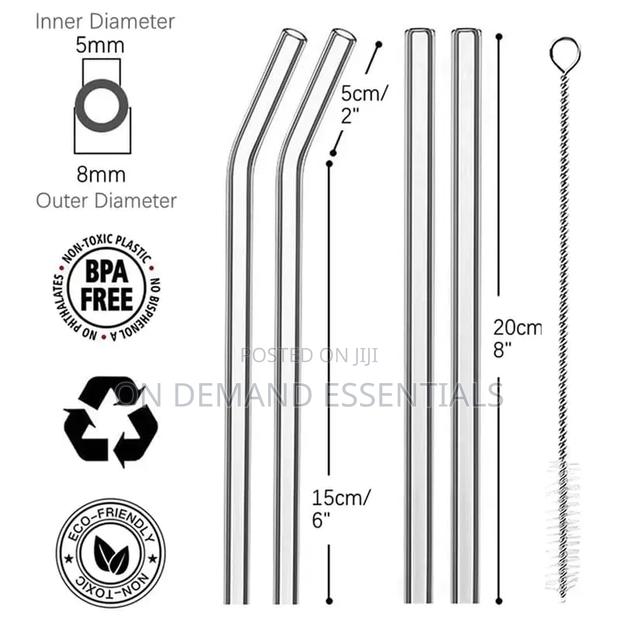 4 PCS Reusable Glass Straws - thumbnail 3