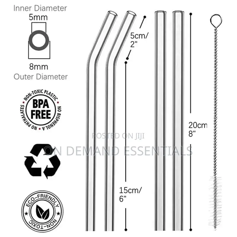 4 PCS Reusable Glass Straws