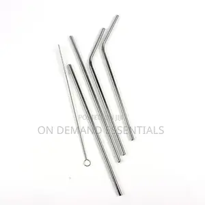Stainless Steel Reusable Metal Straws Set With Cleaner Brush