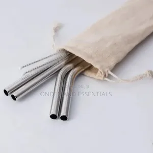 Stainless Steel Reusable Metal Straws Set With Cleaner Brush