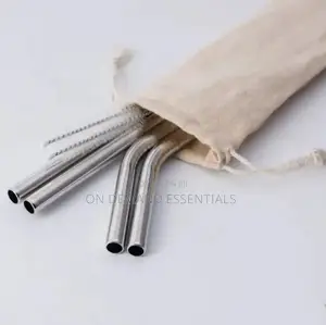 Stainless Steel Reusable Metal Straws Set With Cleaner Brush