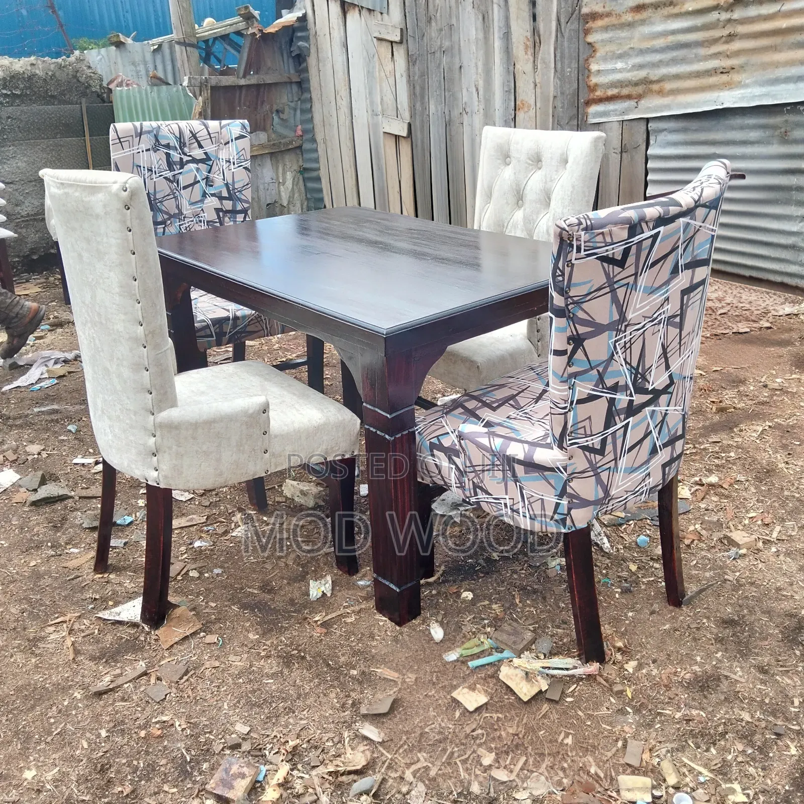 Contemporary Wooden Four-Seater Dining Set