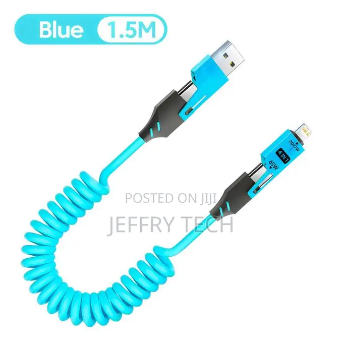 4 in 1 Super Fast Charging Cable - Blue/ Black