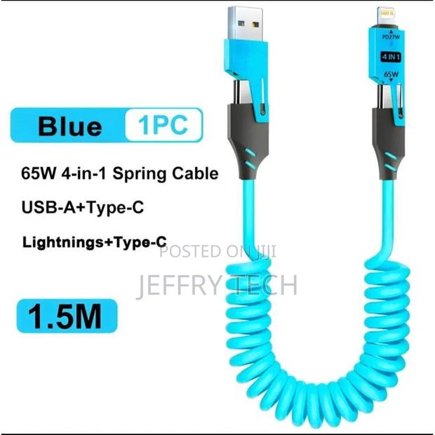4 in 1 Super Fast Charging Cable - Blue/ Black - thumbnail 2