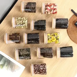 Round Glass Spice Jars 12pc Jars With Bamboo Lids
